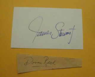 Donna Reed Signed Vintage Scrapbook Page Cut & James Stewart Signed Autographs