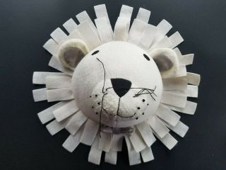 Vintage Stuffed Animal Lion Head White Character Wall Hanging W 16 X D 8