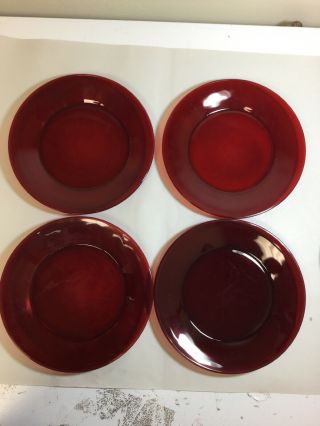 4 Vintage Anchor Hocking Glass Royal Ruby Red 9 " Dinner Plates