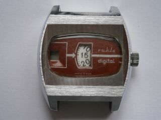 Vintage Gents Jump Hour Wristwatch Ruhla Digital Mechanical Watch Spares Repair