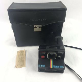 Vintage Polaroid Black Hard Leather Camera Bag Case And Land Camera