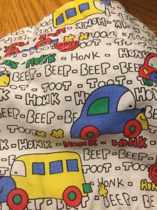 Quiltex Vintage Baby Blanket Cars Bus Beep Honk Toot 8