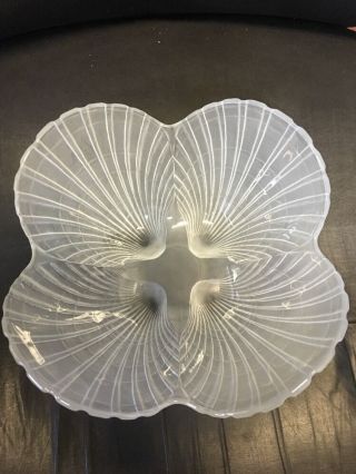 Vintage Mikasa Crystal Frosted Glass Scallop Shell Seashells Large Bowl 1983