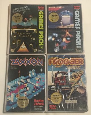 Trs - 80 Tape Frogger Zaxxon Games Pack 2&3 6 Cassettes Disk Vtg Computer Software