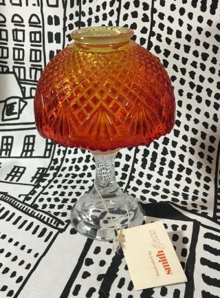 Vintage L.  E.  Smith Red Amberina Fairy Light Lamp Pineapple Pattern Box