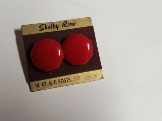 Vintage 3 1970s Bakelite Plastic Button Large Stud Earrings - Shelby Rene NOS 3