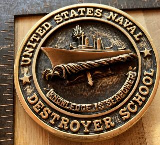 Vintage United States Navy Cast Metal Plaque United States Naval Destroyer Schoo