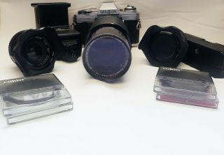 Vintage Black Minolta X 370 Camera And Kit