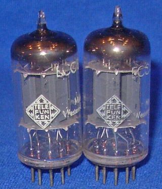 Strong Matched Pair Telefunken Ribbed Plate Ecc83 / 12ax7 Vacuum Tubes