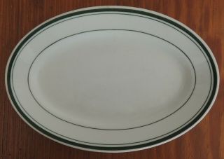 3 Vintage Jackson China Green Stripe Small OVAL GRILL PLATES 8 1/2 
