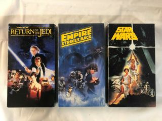 Star Wars Trilogy Vintage 1990 CBS FOX Label VHS Tape Box Set Unedited 3