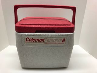 Vintage Red Coleman Personal 8 Cooler Lunch Box Hunting Camping Work Model 5272