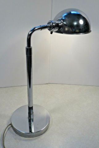 Vintage Chrome Dome Shade Desk Lamp Atomic Mid Century Modern Industial