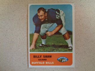 1962 Fleer Billy Shaw Rc Rookie Buffalo Bills 16 Vintage Card Ex,