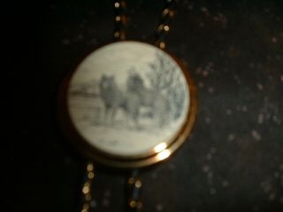 VINTAGE BARLOW BOLO TIE with SCRIMSHAW SLIDE of A WOLVES IN THE WILD 4