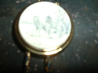 VINTAGE BARLOW BOLO TIE with SCRIMSHAW SLIDE of A WOLVES IN THE WILD 5