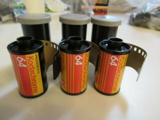 3 Rolls 36 Exposures Kodak Kodachrome 64 35mm Color Slide Film Expired 1990s