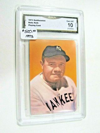 Babe Ruth Vintage Yankees 1973 Smithsonian Playing Card Graded Gem 10