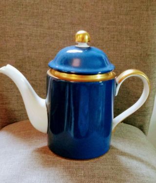 Fitz And Floyd Renaissance Blue & Gold 48 Oz Tea Pot / Vintage Perfect