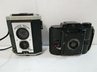 4X Vintage Cameras Brownie Reflex,  Kodak Automatic 35mm,  Agfa PO16 Clipper 2