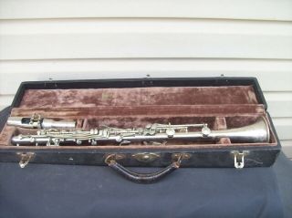 Vintage G Valette Paris Silver Plate Metal Clarinet 3957 W/ Case