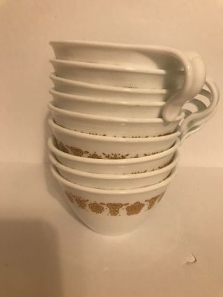 Set of 9 - Vintage Corelle Pyrex Butterfly Gold Hook Handle Tea Cups And Saucers 3