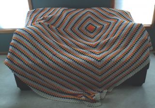 Vintage Granny Big Bang Star Afghan Blanket Throw Handmade Crochet 92 " X 76