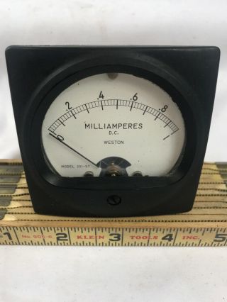 Vintage Weston Dc Milliamperes Meter 0 - 1 Model 301 - 57