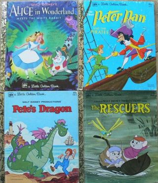 4 Vintage Little Golden Books Disney 