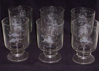 Vintage Zodiac Drinking Glasses - Set Of 6 With 12 Signs Of The Zodiac
