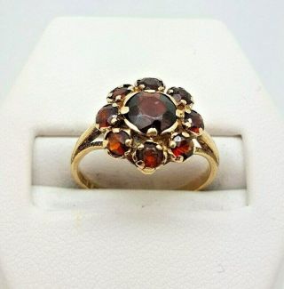 Vintage Garnet Cluster Ring – 9ct Yellow Gold (13421t)