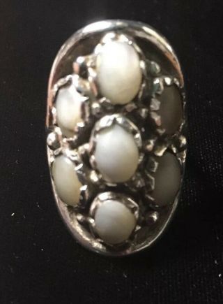Estate Find Vintage Sterling Silver & Mother Of Pearl Ring (handmade?)