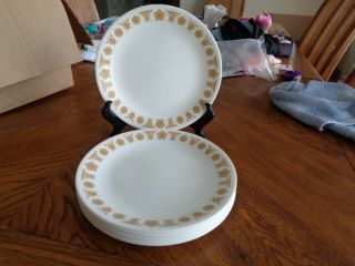 (8) Vintage Corelle Corning Butterfly Gold Salad Lunch Plates 8 1/2 "