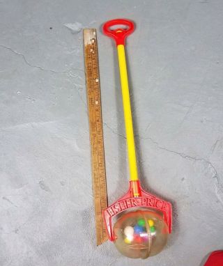 Vintage Fisher Price Rattle Corn Popper Ball Push Pull Toy Wooden Stick Toy 918 8