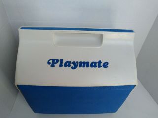 Vintage 1980s Playmate Cooler 16 Quart By Igloo - Blue & White