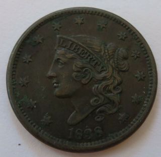 1838 Coronet Head Large Cents - Vf,  Vintage Penny 1c Coin (301532s)