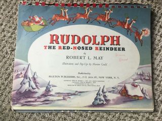 Vintage Rudolph The Red Nosed Reindeer Robert L May 1950 Pop Up Marion Guild