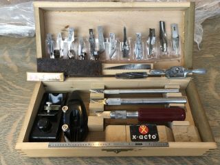 Vintage X - Acto Knife Tool Set With Wood Box