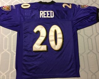 Vtg Reebok Ed Reed Baltimore Ravens 20 Jersey Mens Adult L Large Purple Hof Euc