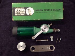 Vintage Rcbs Uniflow Powder Measure Large & Small Cylinders & Box