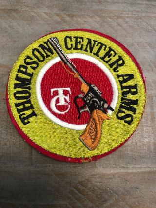 Vintage Thompson Center Arms Round Revolver Gun Clothing Sew On Patch 4 " Wide