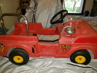 Vtg Amf Red Fire Department Truck Fighter Unit No.  507 Pedal Car Ladders & Bell