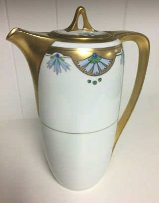 Vintage Art Deco Wa Pickard Gold,  Blue & Green Hand - Painted Teapot W/lid