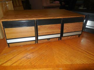 Vintage Wood Grain CD Holder Case 2 Drawer & 3 Door Disc Storage Cabinet Box 2