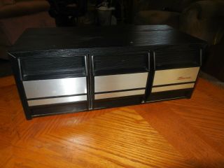 Vintage Wood Grain CD Holder Case 2 Drawer & 3 Door Disc Storage Cabinet Box 6