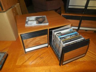 Vintage Wood Grain CD Holder Case 2 Drawer & 3 Door Disc Storage Cabinet Box 8