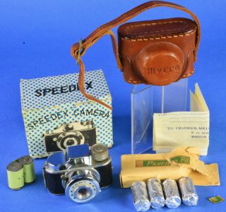 Speedex Kent Mycro 50’s Mini Spy Camera W/box,  Lthr Case 4 Unopend Rolls Film