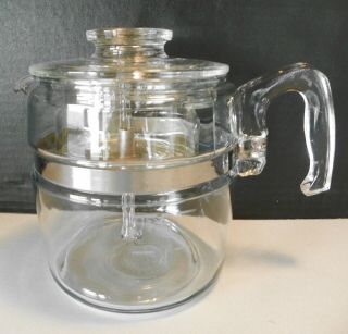 Vintage Pyrex Glass Percolator Coffee Pot 4 - 96 Cup 7756 Glass Stem