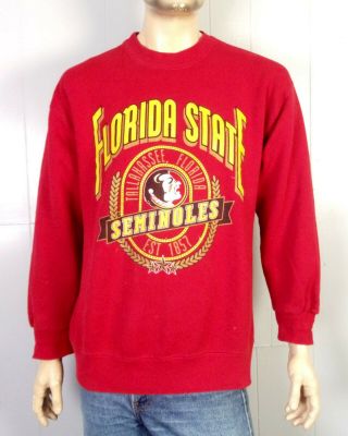 Vtg 80s 90s Nutmeg Mills Ncaa Florida State Seminoles Sweatshirt Football Sz Xl