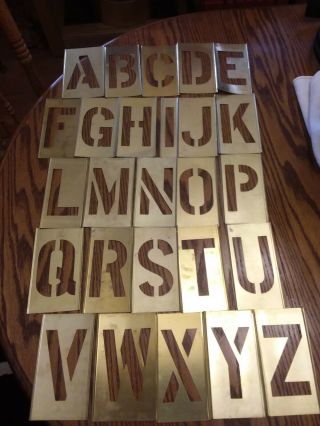 Vintage Big 4 " Brass Stencil Set Complete Letters Numbers
